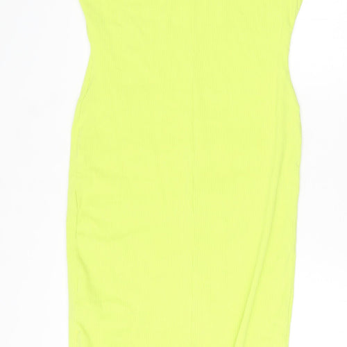 Primark Womens Green Cotton Bodycon Size 16 Round Neck Pullover - Ribbed Fabric
