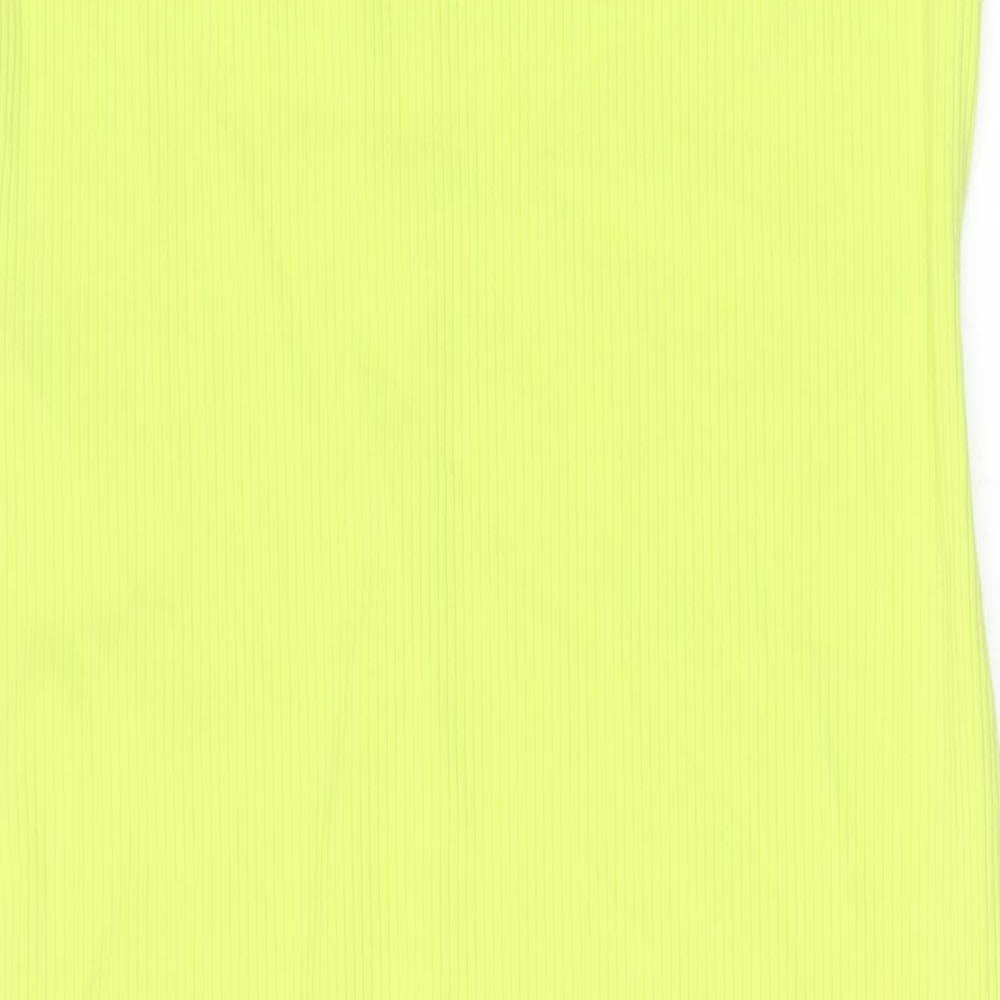 Primark Womens Green Cotton Bodycon Size 16 Round Neck Pullover - Ribbed Fabric