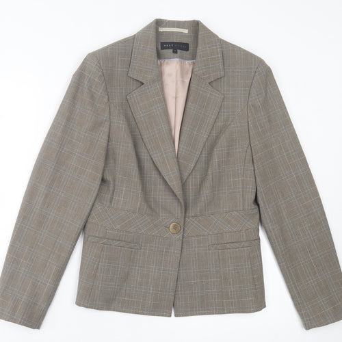NEXT Womens Grey Plaid Jacket Blazer Size 12 Button