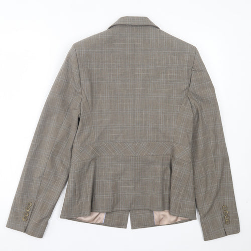NEXT Womens Grey Plaid Jacket Blazer Size 12 Button