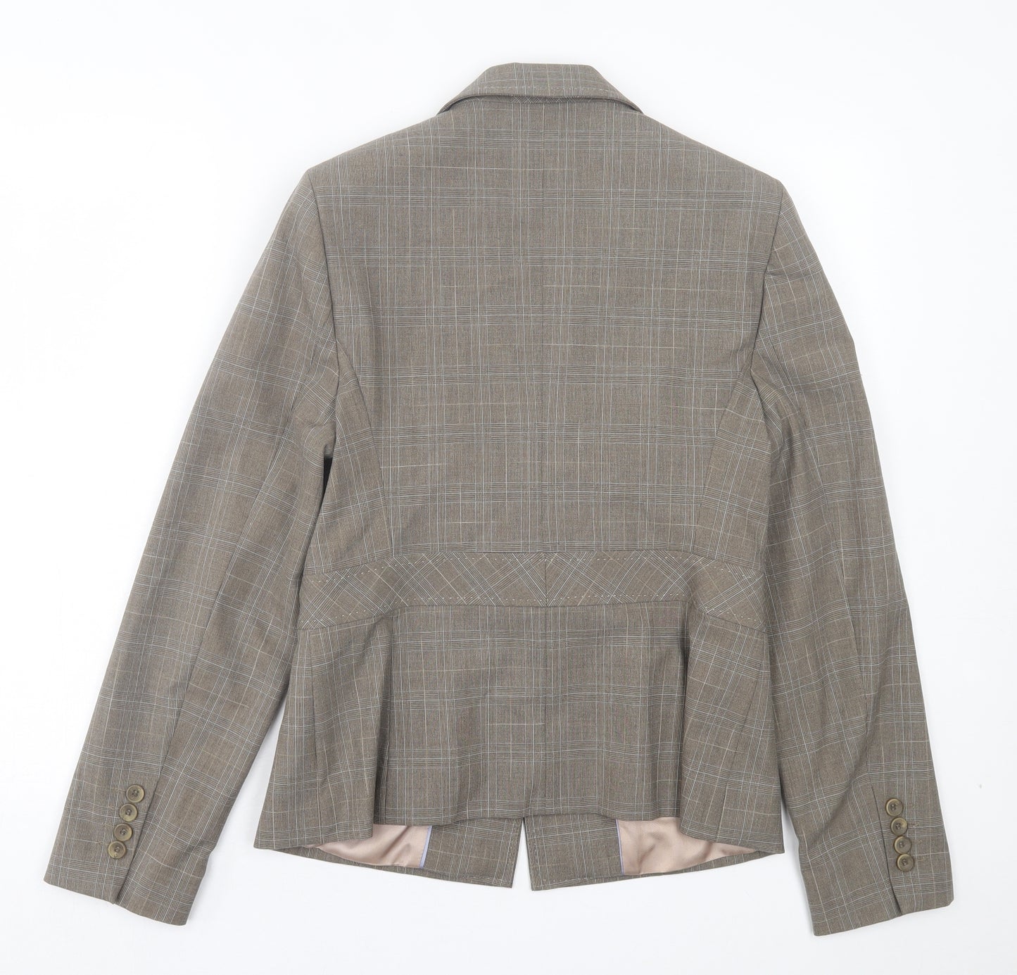 NEXT Womens Grey Plaid Jacket Blazer Size 12 Button