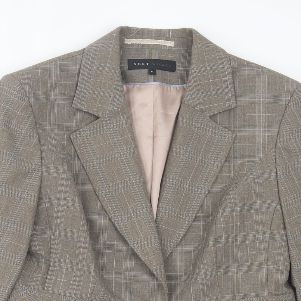 NEXT Womens Grey Plaid Jacket Blazer Size 12 Button