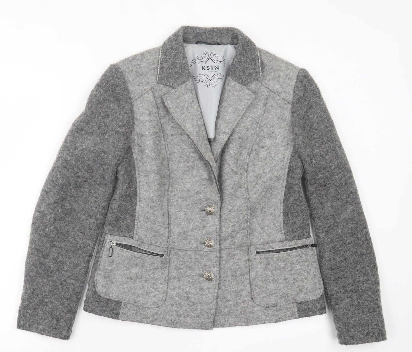 Kristen Womens Grey Jacket Size 14 Zip