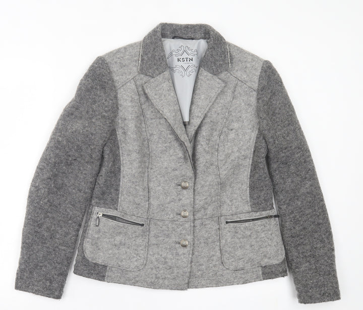 Kristen Womens Grey Jacket Size 14 Zip