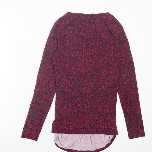 Nobbles Womens Pink Geometric Viscose Basic T-Shirt Size XS V-Neck