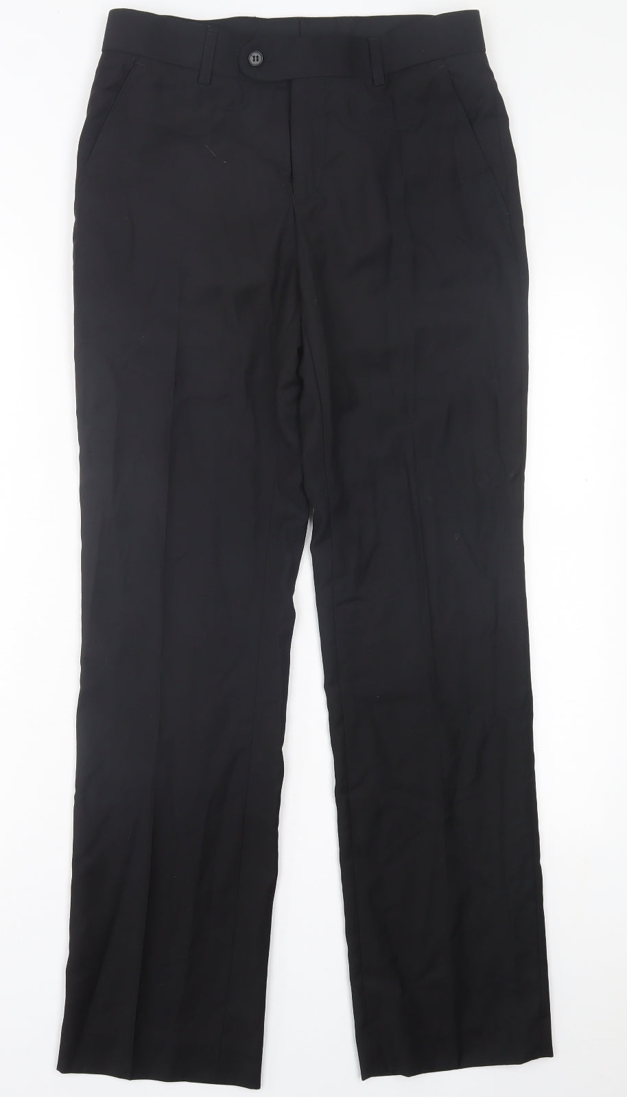 Burton Mens Black Polyester Trousers Size 30 in L31 in Slim Button