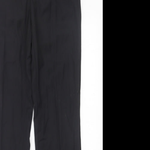 Burton Mens Black Polyester Trousers Size 30 in L31 in Slim Button