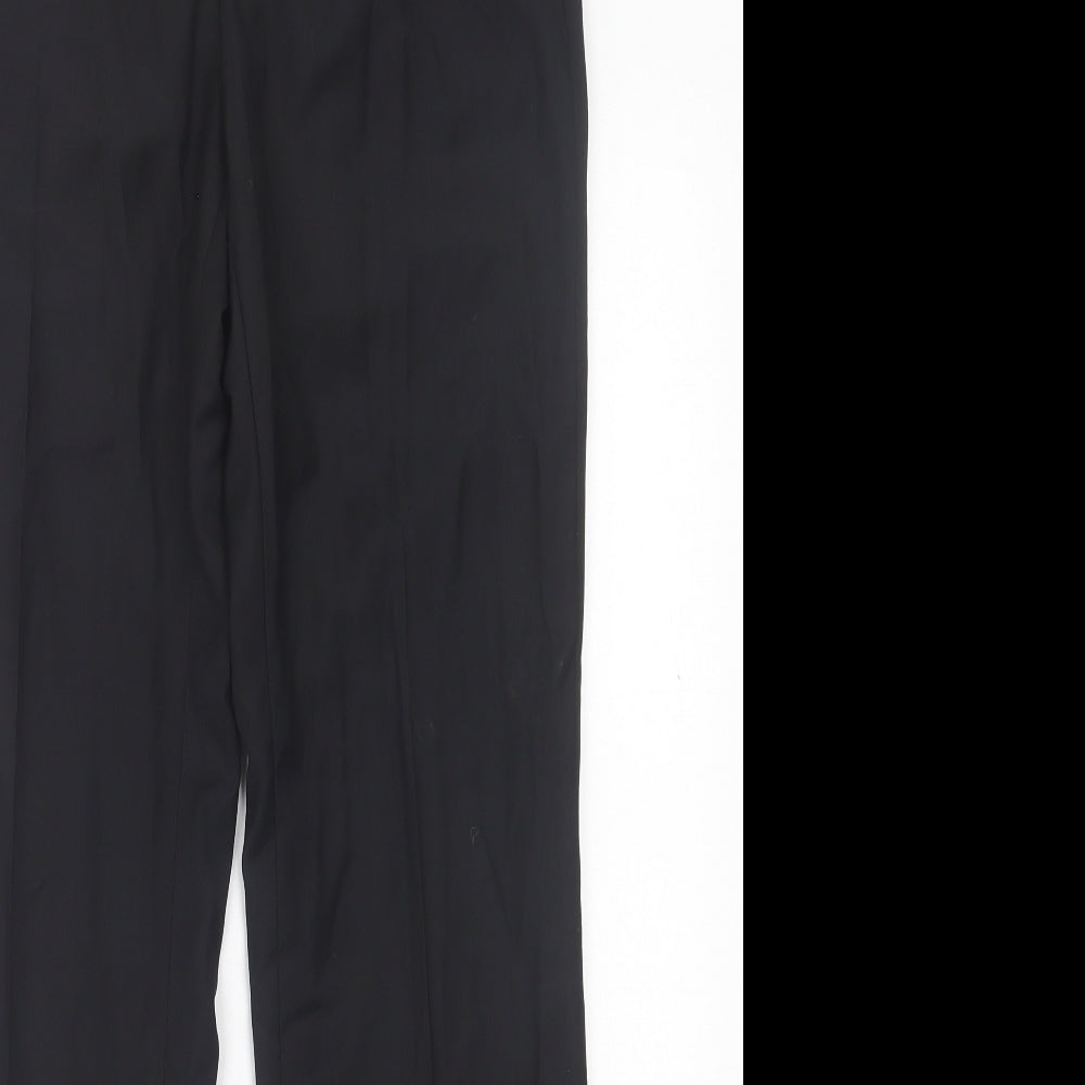 Burton Mens Black Polyester Trousers Size 30 in L31 in Slim Button