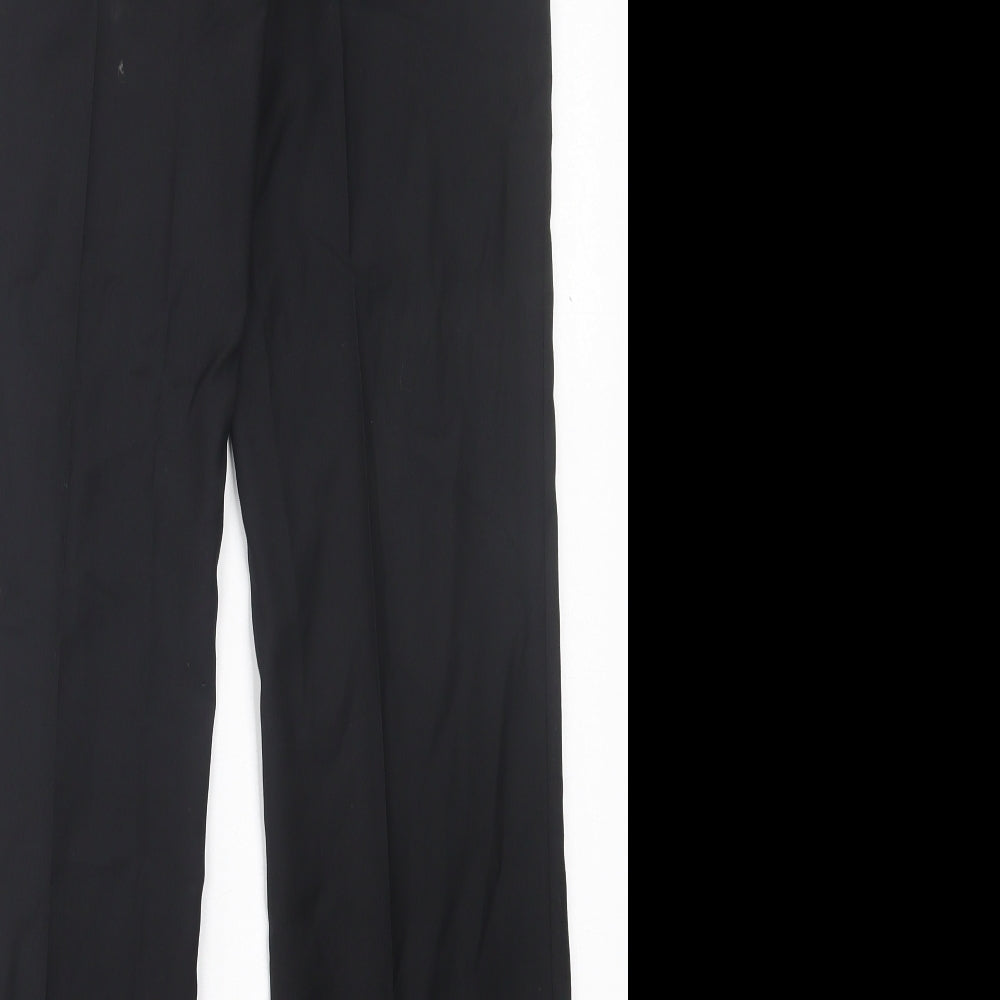 Burton Mens Black Polyester Trousers Size 30 in L31 in Slim Button
