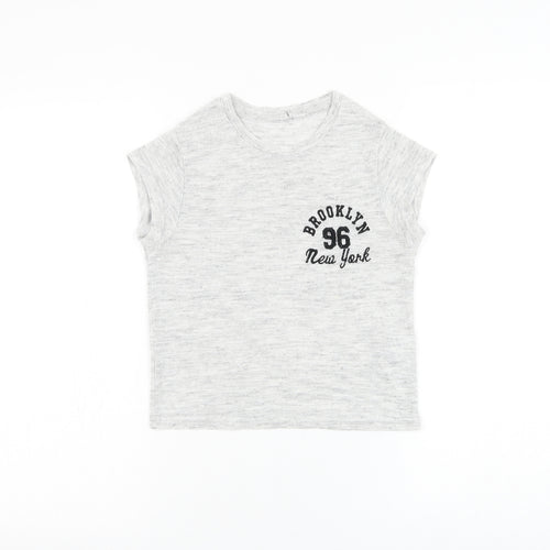 New Look Girls Grey Viscose Basic T-Shirt Size 10-11 Years Round Neck Pullover - Brooklyn New York
