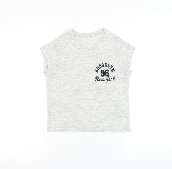 New Look Girls Grey Viscose Basic T-Shirt Size 10-11 Years Round Neck Pullover - Brooklyn New York