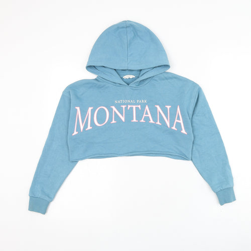 Matalan Girls Blue Cotton Pullover Hoodie Size 10 Years Pullover - Montana National Park