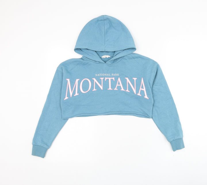 Matalan Girls Blue Cotton Pullover Hoodie Size 10 Years Pullover - Montana National Park