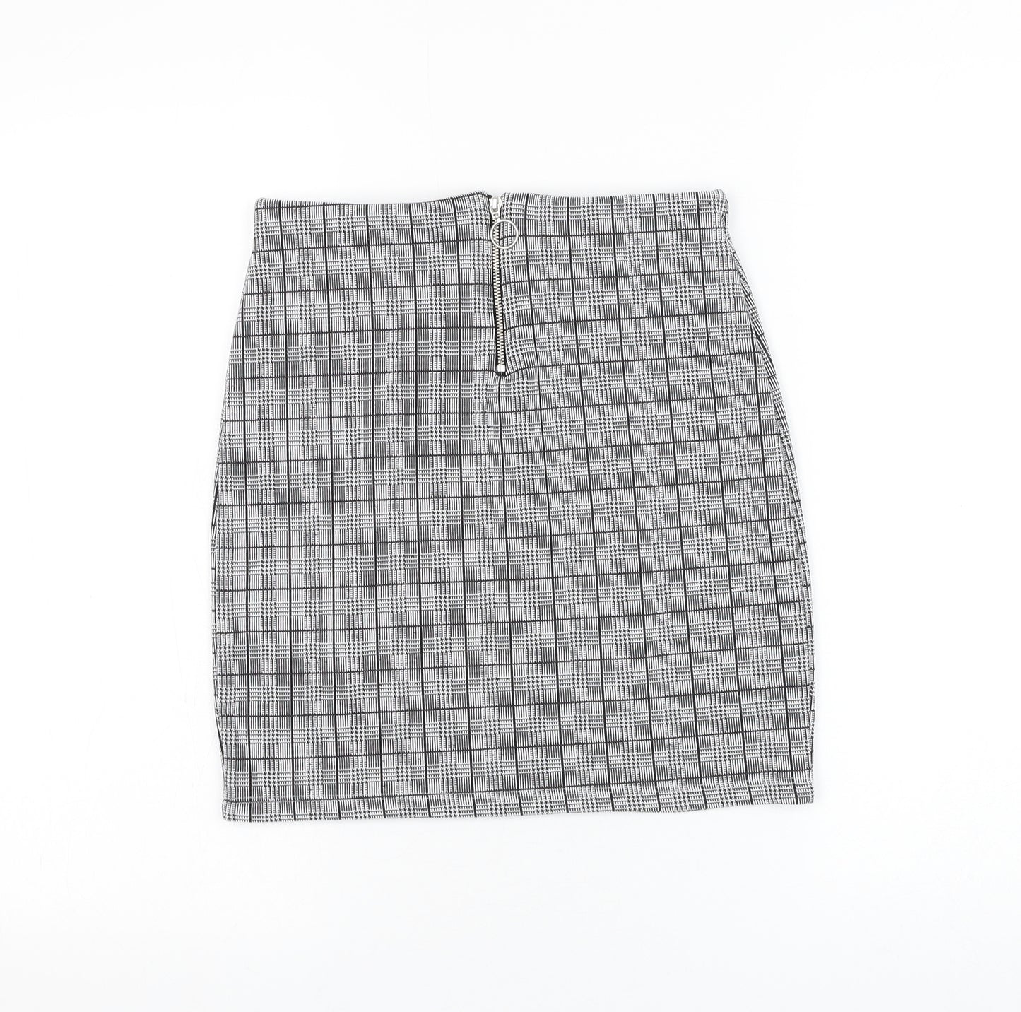 New Look Girls Grey Check Polyester Straight & Pencil Skirt Size 12-13 Years Regular Zip