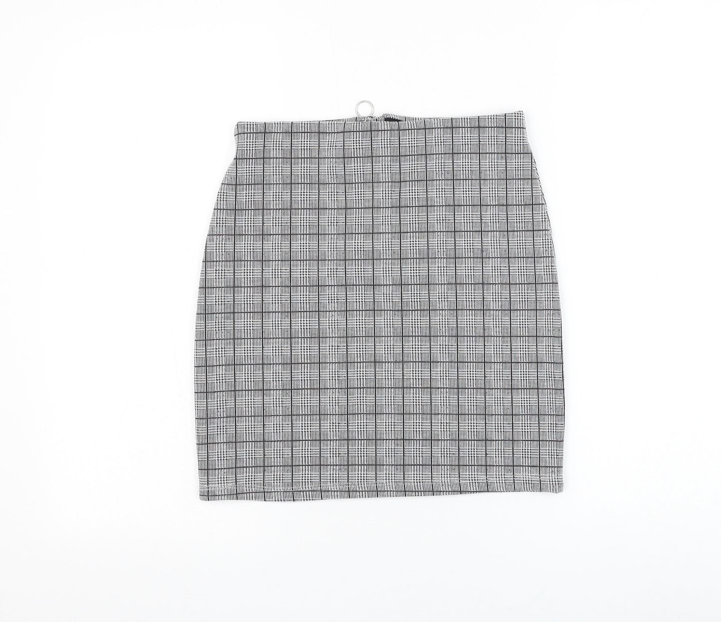 New Look Girls Grey Check Polyester Straight & Pencil Skirt Size 12-13 Years Regular Zip