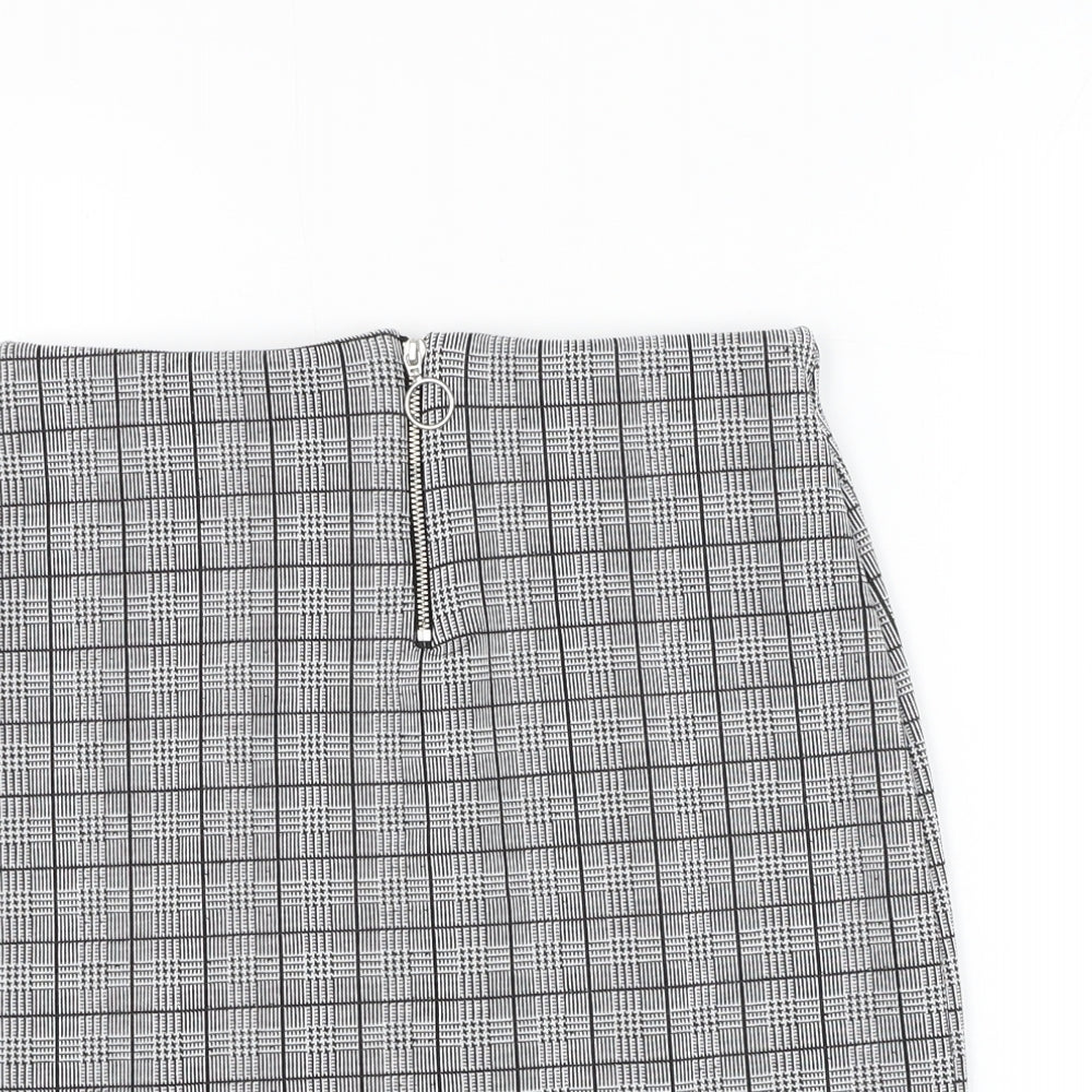 New Look Girls Grey Check Polyester Straight & Pencil Skirt Size 12-13 Years Regular Zip