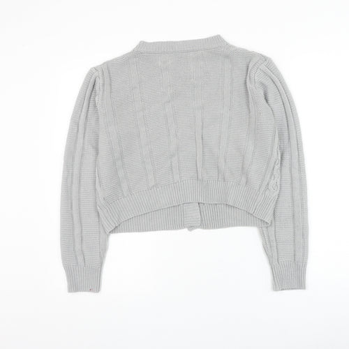 SheIn Womens Grey Round Neck Acrylic Cardigan Jumper Size S