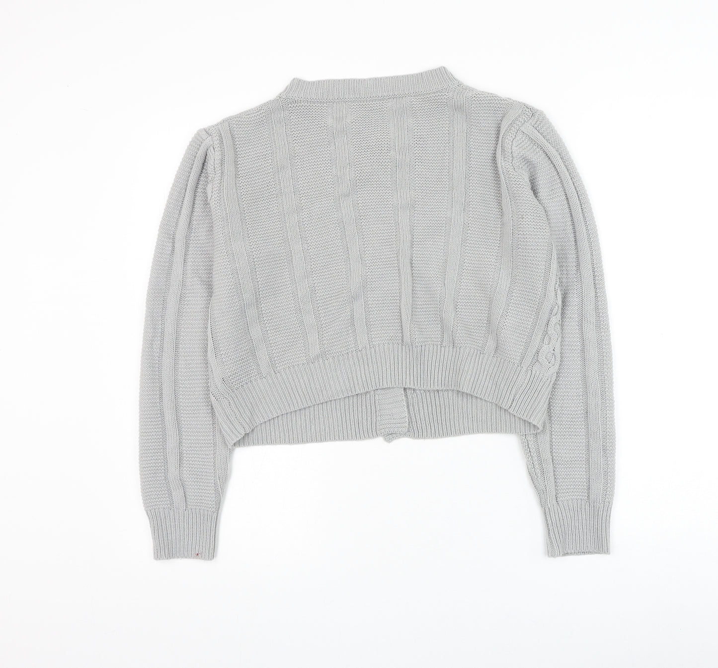 SheIn Womens Grey Round Neck Acrylic Cardigan Jumper Size S