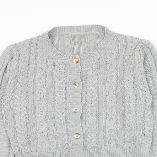 SheIn Womens Grey Round Neck Acrylic Cardigan Jumper Size S