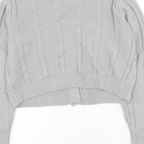 SheIn Womens Grey Round Neck Acrylic Cardigan Jumper Size S