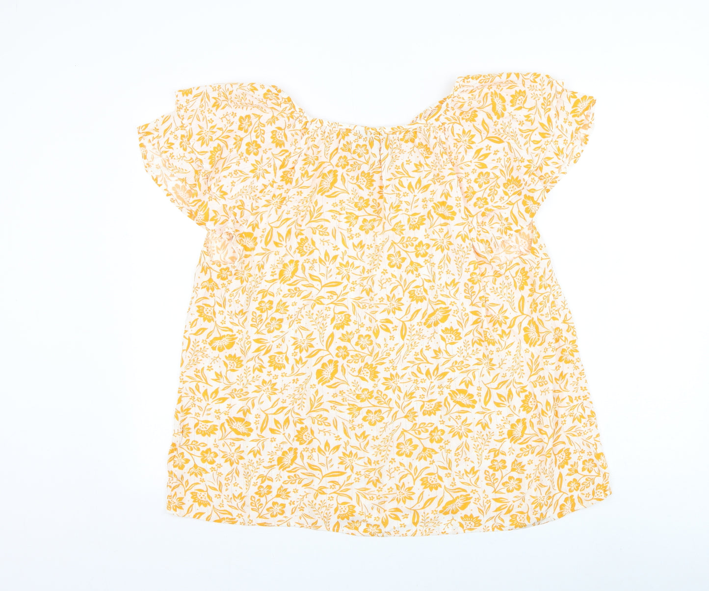 F&F Womens Orange Floral Viscose Basic Blouse Size 16 Collared