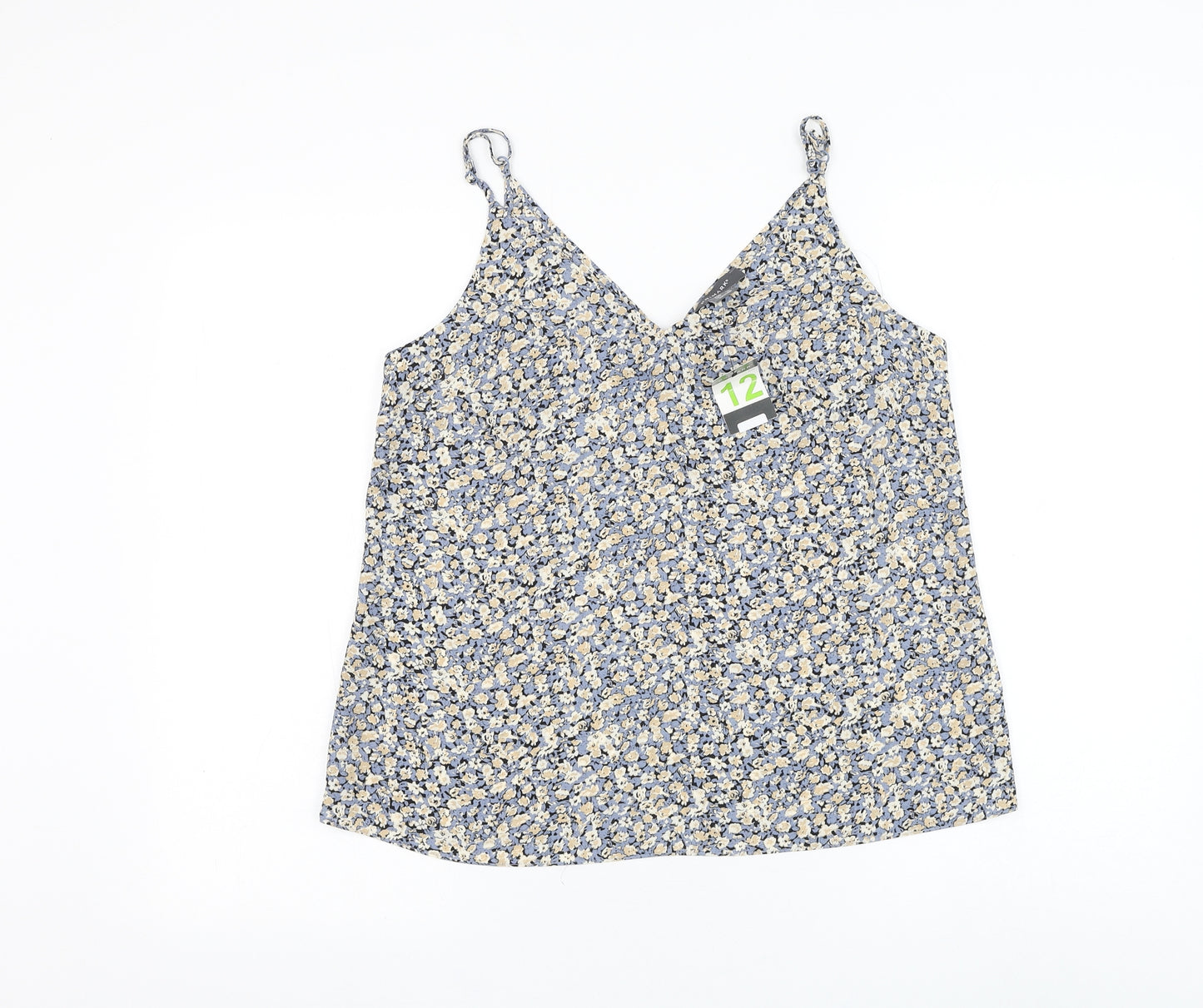 Primark Womens Blue Floral Polyester Camisole Tank Size 12 V-Neck