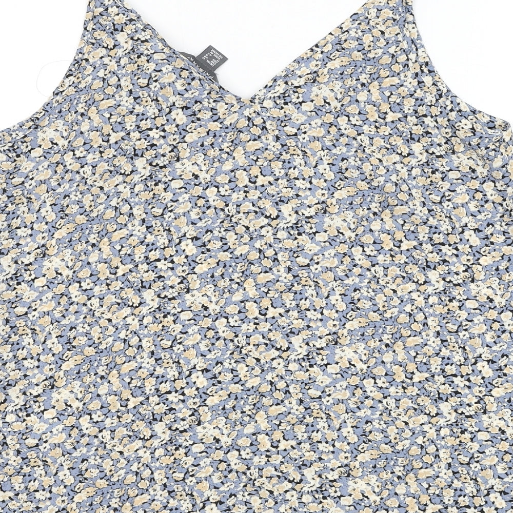 Primark Womens Blue Floral Polyester Camisole Tank Size 12 V-Neck