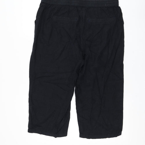 George Womens Black Linen Cropped Trousers Size 14 L20 in Regular Drawstring