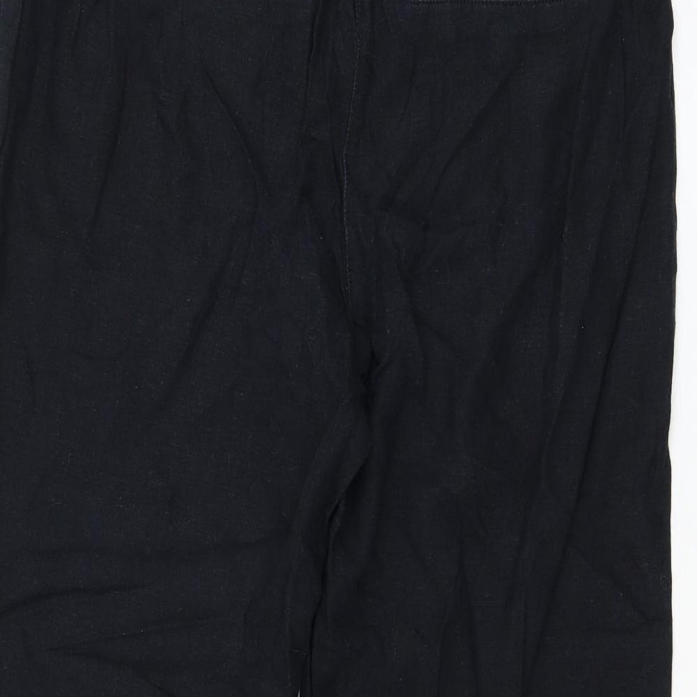 George Womens Black Linen Cropped Trousers Size 14 L20 in Regular Drawstring