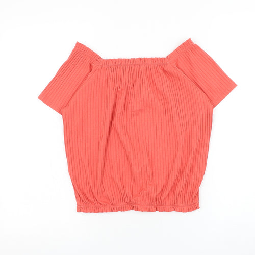 George Girls Pink Cotton Basic Blouse Size 11-12 Years Square Neck Pullover - Flower