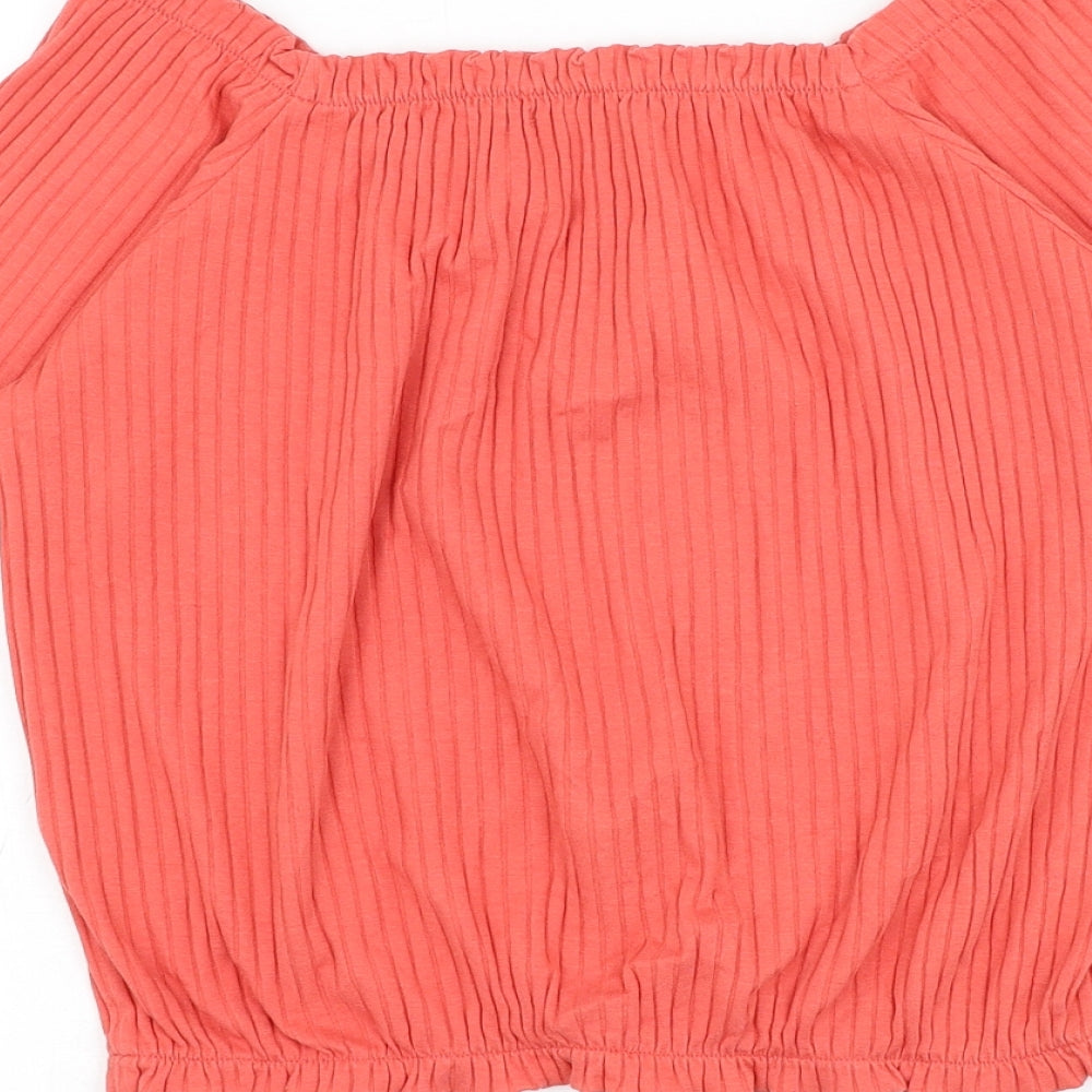 George Girls Pink Cotton Basic Blouse Size 11-12 Years Square Neck Pullover - Flower