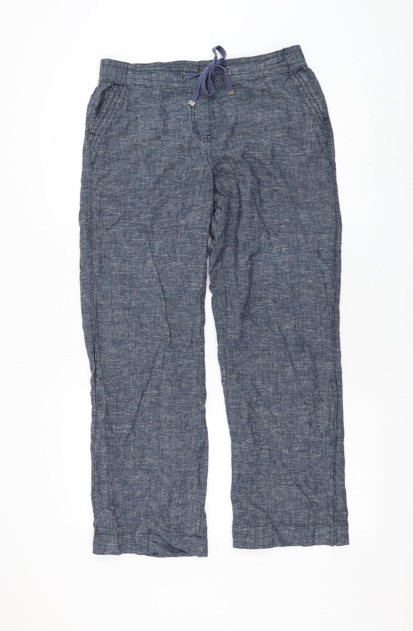 George Womens Blue Linen Trousers Size 10 L27 in Regular Drawstring