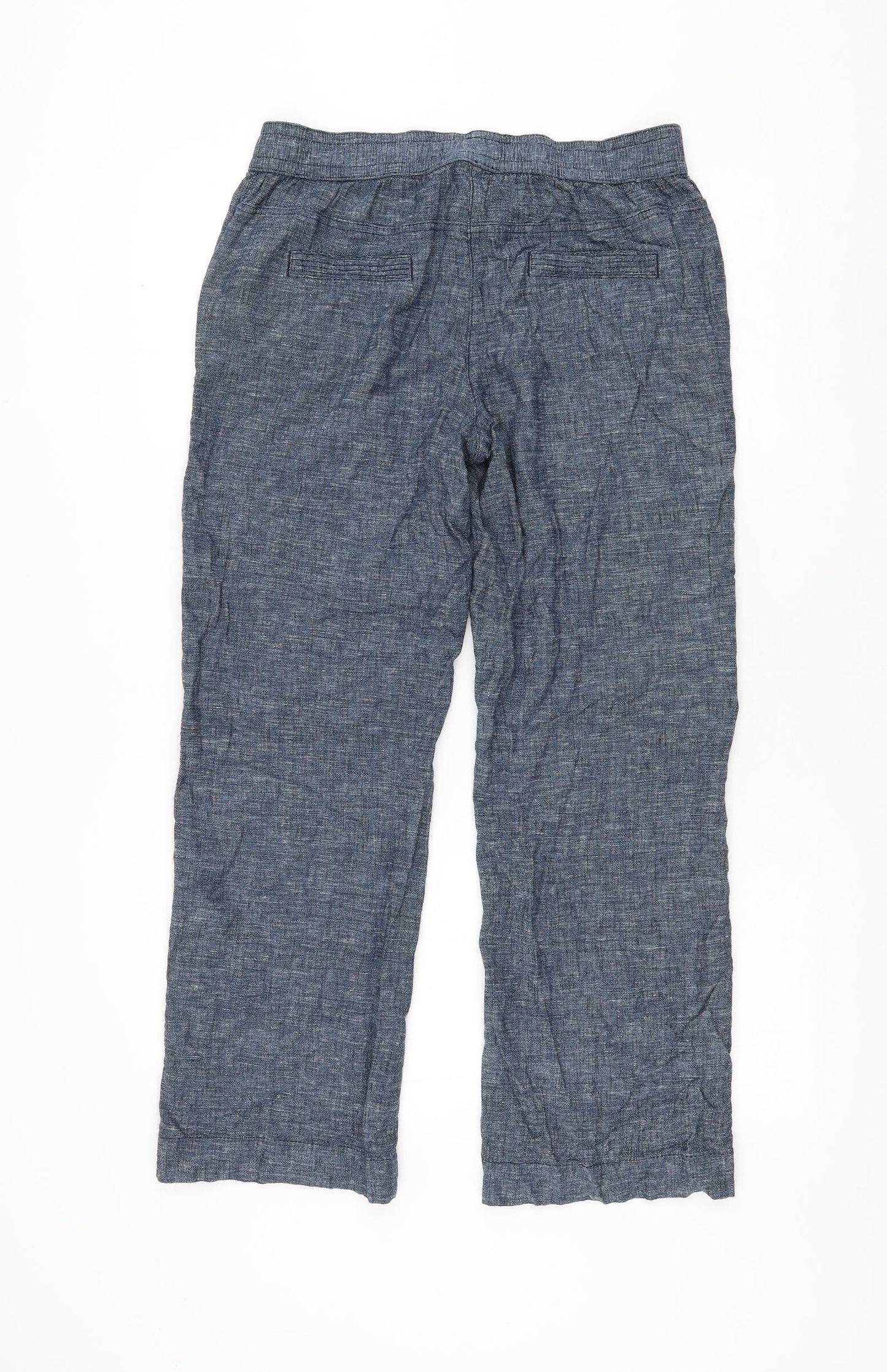 George Womens Blue Linen Trousers Size 10 L27 in Regular Drawstring
