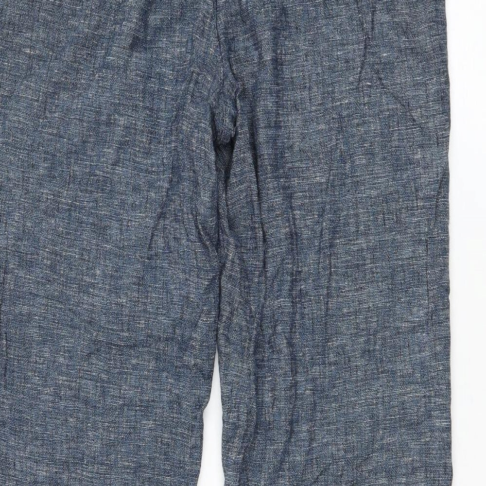 George Womens Blue Linen Trousers Size 10 L27 in Regular Drawstring