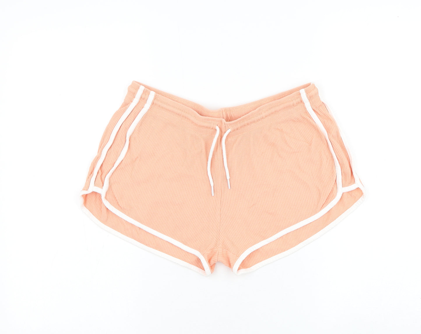 Primark Womens Orange Cotton Sweat Shorts Size 10 L3 in Regular Drawstring