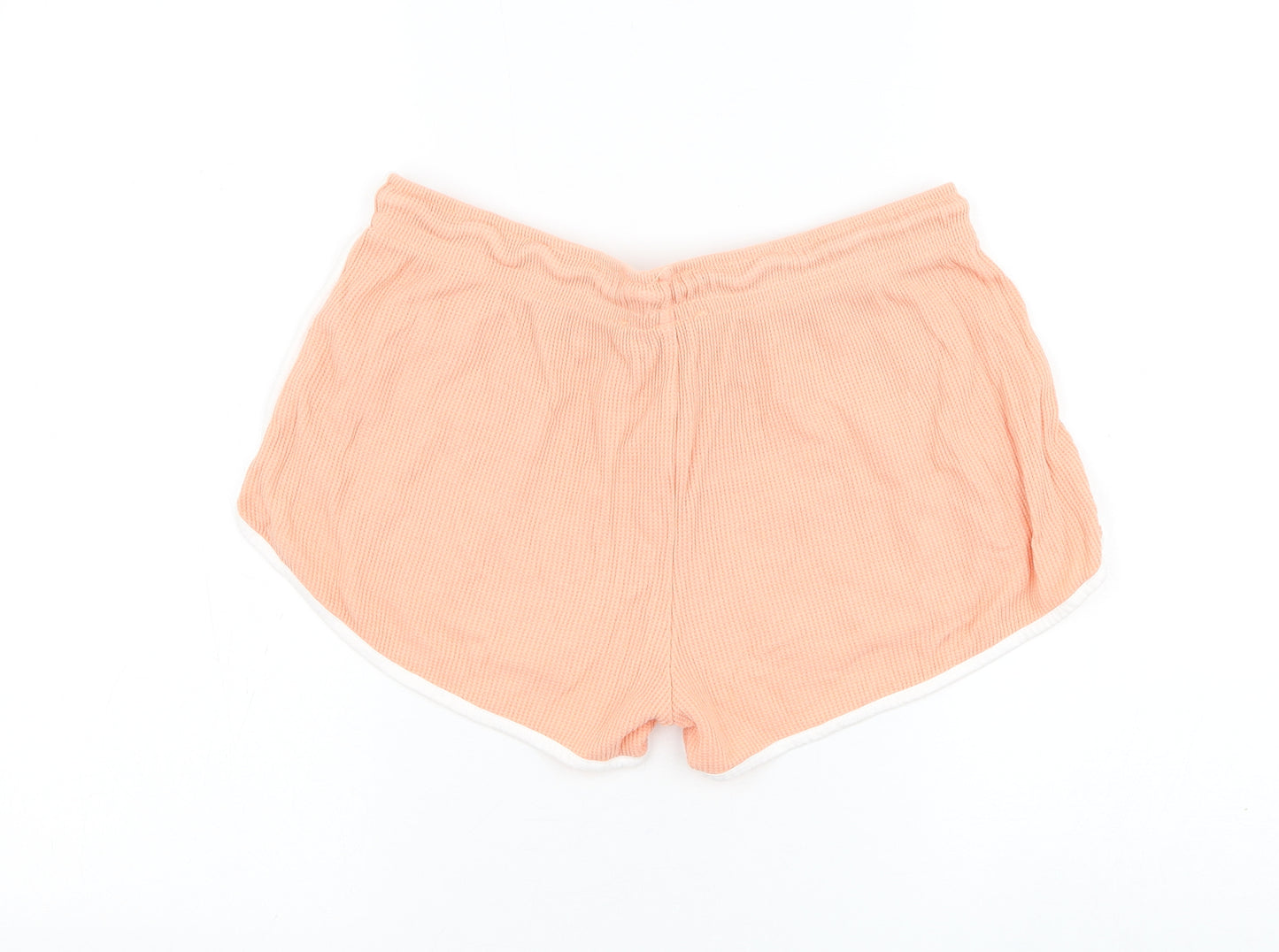Primark Womens Orange Cotton Sweat Shorts Size 10 L3 in Regular Drawstring
