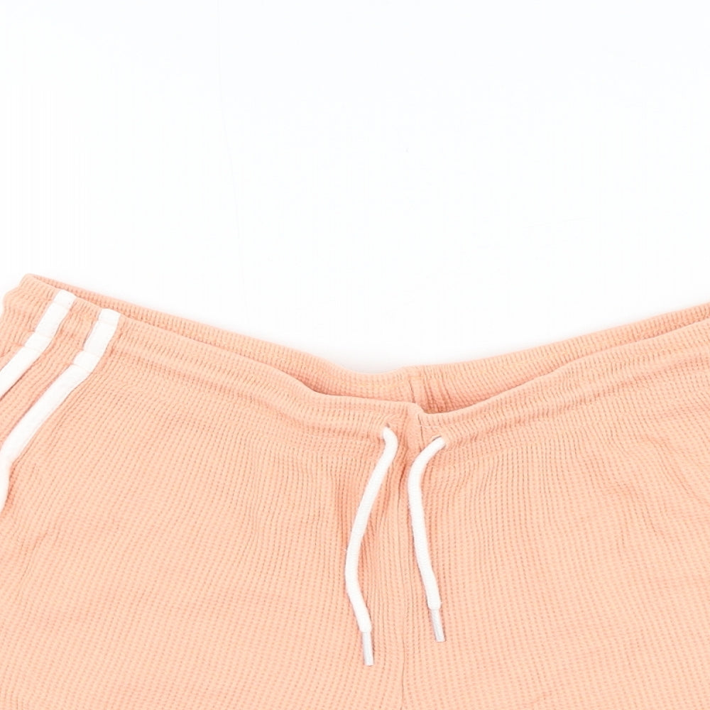 Primark Womens Orange Cotton Sweat Shorts Size 10 L3 in Regular Drawstring