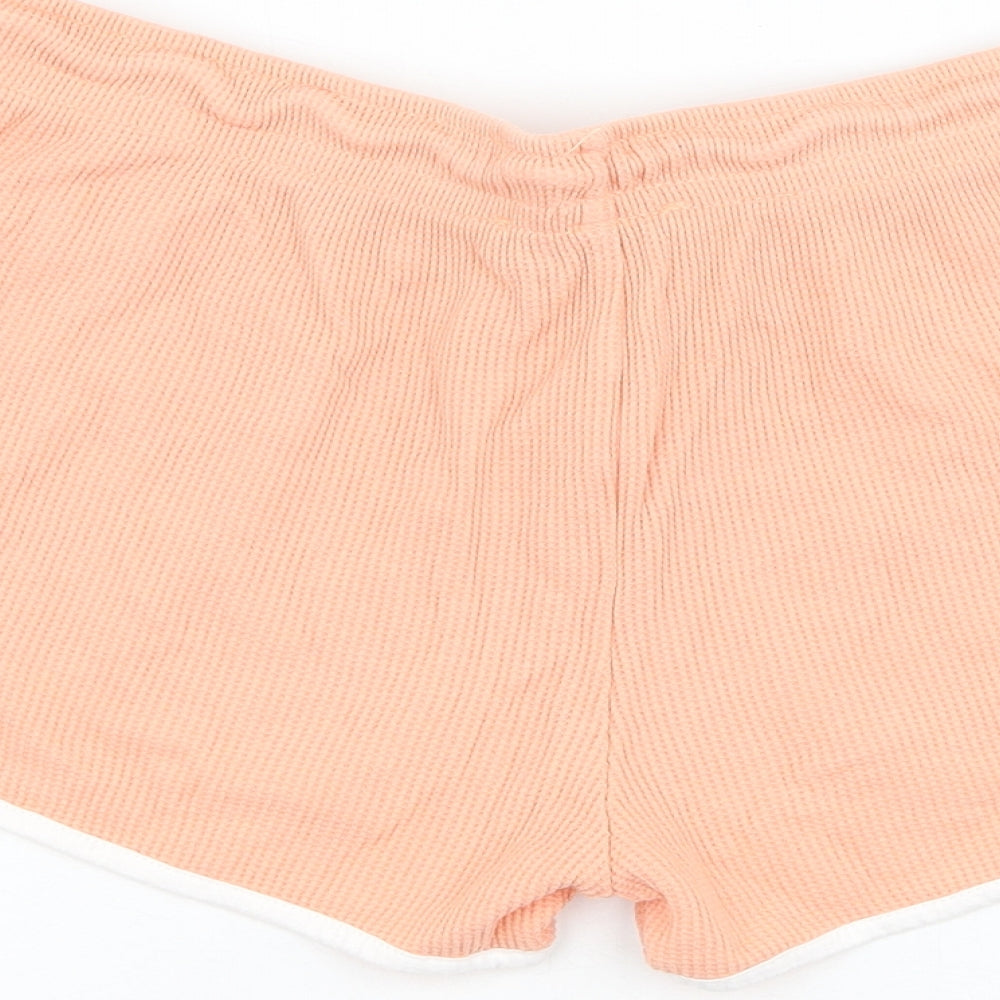Primark Womens Orange Cotton Sweat Shorts Size 10 L3 in Regular Drawstring