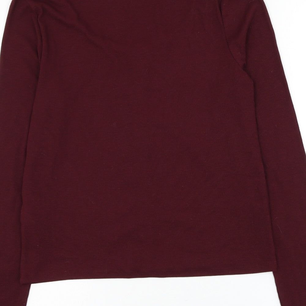 New Look Womens Purple Cotton Basic T-Shirt Size 14 Scoop Neck