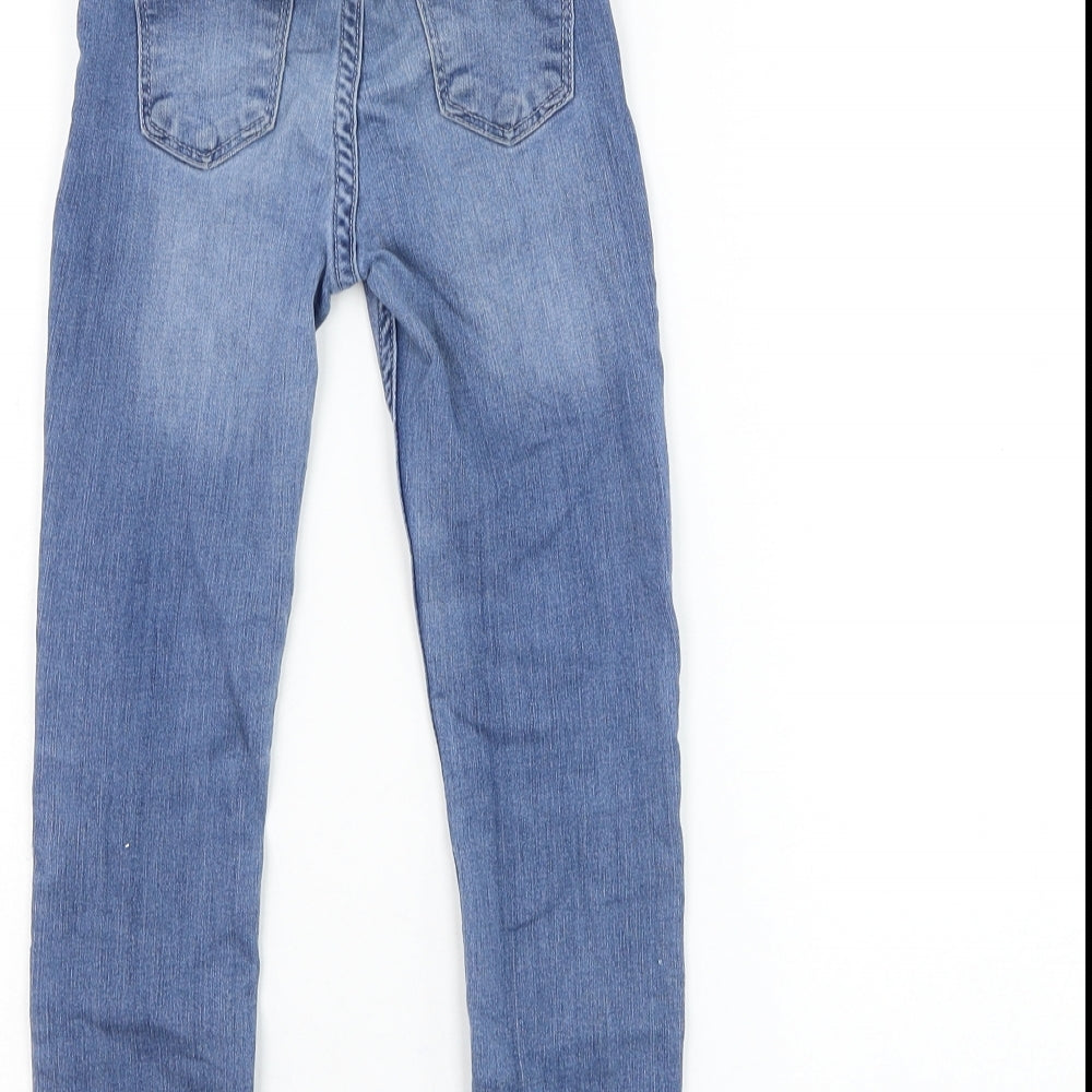 H&M Girls Blue Cotton Skinny Jeans Size 4-5 Years Regular Pullover - Rabbit