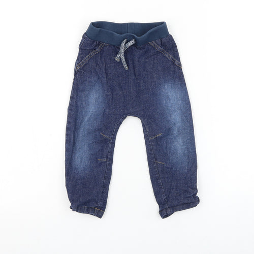 George Boys Blue Cotton Capri Jeans Size 12-18 Months Drawstring