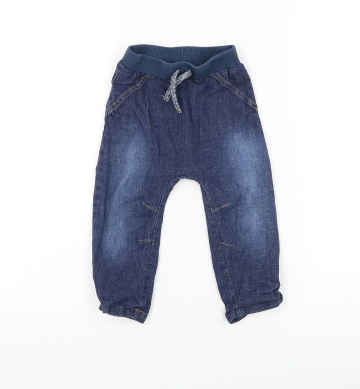 George Boys Blue Cotton Capri Jeans Size 12-18 Months Drawstring