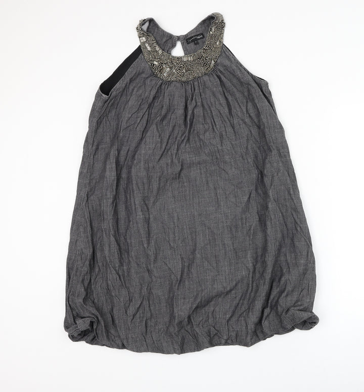 NEXT Womens Grey Cotton Shift Size 12 Round Neck Pullover