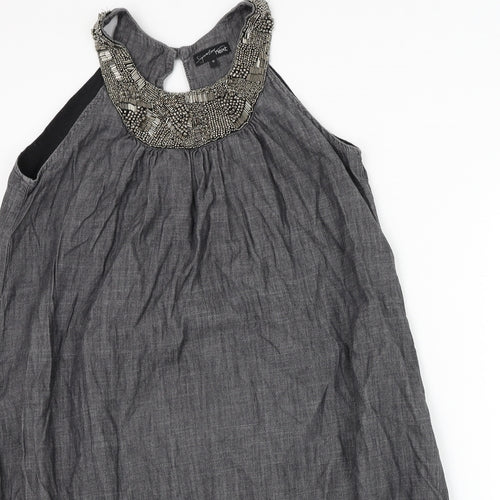 NEXT Womens Grey Cotton Shift Size 12 Round Neck Pullover