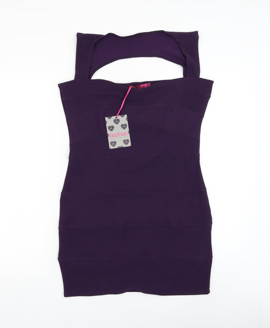 Boohoo Womens Purple Polyester Bodycon Size 16 Sweetheart Pullover
