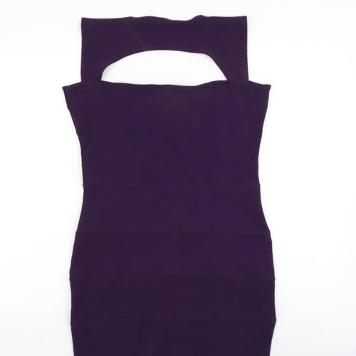 Boohoo Womens Purple Polyester Bodycon Size 16 Sweetheart Pullover