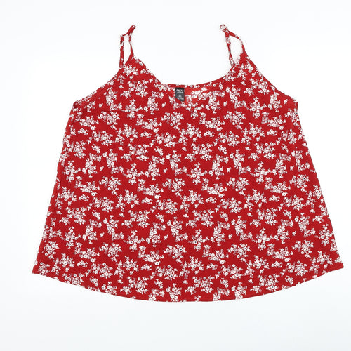 Emery Rose Womens Red Floral Polyester Camisole Tank Size 2XL V-Neck