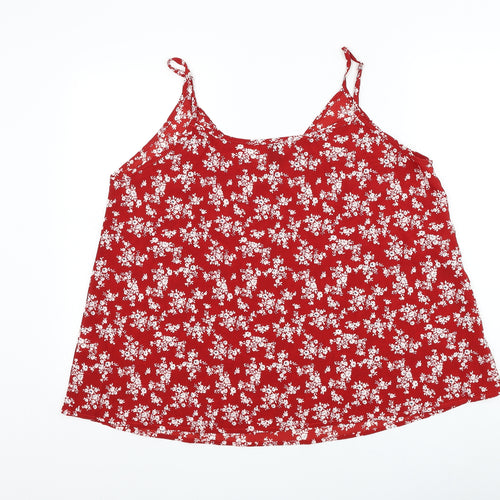 Emery Rose Womens Red Floral Polyester Camisole Tank Size 2XL V-Neck