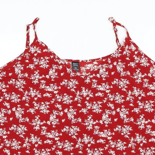 Emery Rose Womens Red Floral Polyester Camisole Tank Size 2XL V-Neck