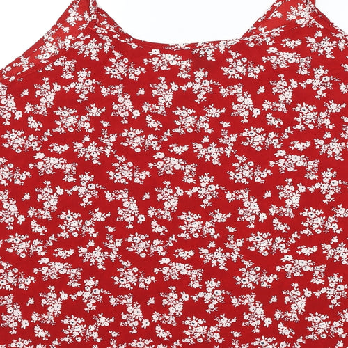 Emery Rose Womens Red Floral Polyester Camisole Tank Size 2XL V-Neck